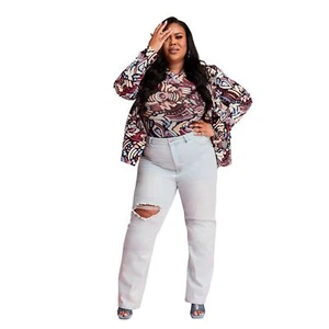 MSRP $99 Nina P Womens Trendy Plus Size High-Waist Wide-Leg Jeans Blue Size S P - Picture 1 of 1