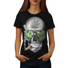 Wellcoda Skeleton Smoke Blunt Womens T-shirt, Cool Casual Design Printed Tee