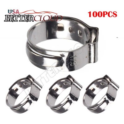 100 PIECES 1/2" STAINLESS STEEL PEX CINCH CLAMPS - Image 1 of 4