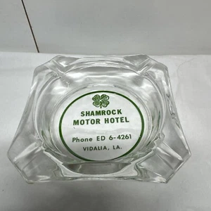 Vintage Shamrock Motor Hotel Ashtray Vidalia Louisiana 1950’s Shamrock Hotel WOW - Picture 1 of 6