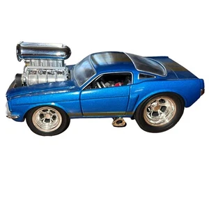 Vtg 2003 1966 Ford Mustang GT 350 Shelby Muscle Machines 1:18 Blue/Gold Stripe - Picture 1 of 10