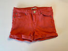 Copper Key Girl's 5-Pocket Cuffed Coral Denim Shorts  Size 12 EUC