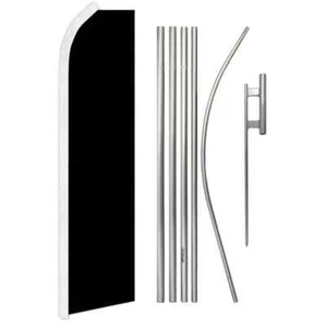 Black Solid Color Swooper Advertising Flag & Pole Kit - Picture 1 of 9