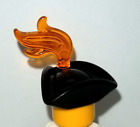 Lego Tricorne Hat Free Plume Black Yankee Doodle Pirate Soldier 3 Sided Leather