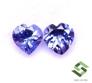 Certified Natural Tanzanite Heart Shape Cut Pair 5x5 mm 0.95 CTS Loose Gemstones - Picture 1 of 6