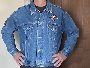 Giacca Jean Vintage Harley Davidson Warner Bros Taz Tasmanian Devil Uomo Large - Foto 1 di 8