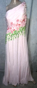 Escada Sequin Bead Embroidered Pink Floral Long Maxi Gown Dress US 8 10 / DE 40 - Picture 1 of 7