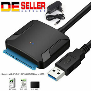 USB 3.0 auf zu SATA Adapter Kabel für 2,5" 3,5" HDD SSD Festplatte PC Laptop DE