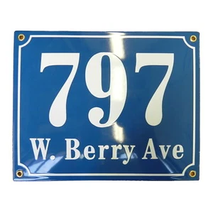 House number house license plate enamel 20x25 cm with desired street name and number - Picture 1 of 7