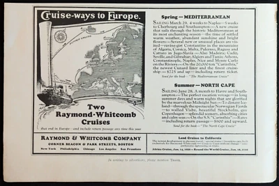Anuncio impreso antiguo original publicidad Cruise Ways To Europe Cruises 1927 Foto 1 de 2