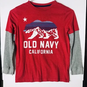 Old Navy (Size 8 M) California Youth Red Layered Look Long Sleeve T-shirt Unisex - Picture 1 of 5