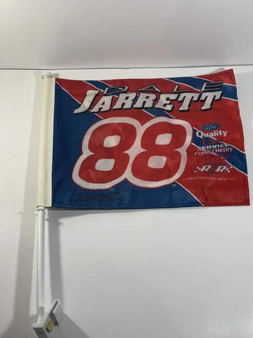 Vintage 1999 NASCAR Dale Jarrett #88 Car Window Flag Ford Robert Yates Racing Cover