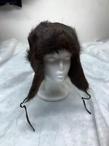 USA NATURAL NUTRIA 25 INCHES FUR TROOPER HAT UNISEX WARM LUXURY FREE SHIPPING - Picture 1 of 10