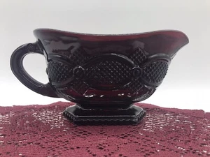 Vintage Avon Cape Cod 1876 Gravy Boat Sauce Server Ruby Red Glass - Picture 1 of 5