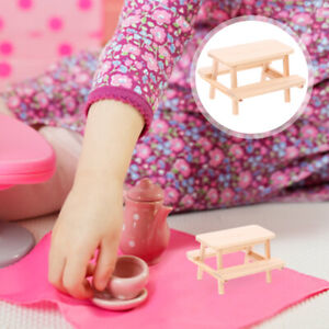 Doll Piece Table Furnishings Wooden Picnic Conjoined