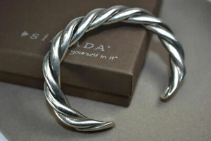 Silpada Sterling Silver Bracelet B0014 Twisted Cable Heavy Cuff RARE - Picture 1 of 12