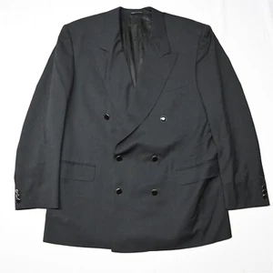 Canali 44R Black Italy Gold Button Double Breasted Peak Lapel Blazer Sport Coat - Picture 1 of 12