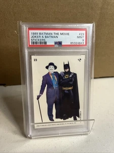 Vintage 1989 TOPPS BATMAN MOVIE STICKERS #23 JOKER & BATMAN PSA 9 - Picture 1 of 6