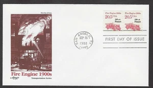 #2264 20.5c Fire Engine -Artmaster FDC Transportion Coil Pair - Picture 1 of 2
