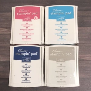 Stampin Up Lot TEMPTING TURQUOISE, STRAWBERRY SLUSH, SAHARA SAND, NAVY Ink Pads - Picture 1 of 2