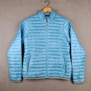 Eddie Bauer Travex Daunen gefütterte Jacke Damen mittelblau durchgehender Reißverschluss EB700 - Bild 1 von 7