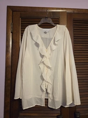 Blusa vintage Maggie Mcnaughton talla 22W marfil semi transparente Foto 1 de 2