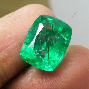 Natural COLOMBIAN Emerald Cushion Cut 8.25 Ct CERTIFIED Green Loose Gemstone. - Picture 1 of 16