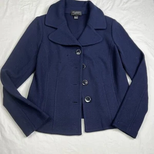 St John Caviar Blazer Jacke 8 dunkelblau 90% Wolle ungefüttert USA Damen A041223 - Bild 1 von 7