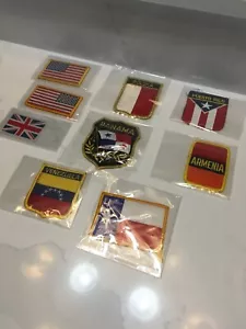 Lot 9 US & International Flag Patches USA Armenia Venezuela Puerto Rico UK - Picture 1 of 9
