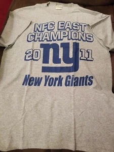 N Y Giants NFC East Champions 2011 T Shirt - Gray- Size L - Anvil Recycled - NEW - Picture 1 of 3