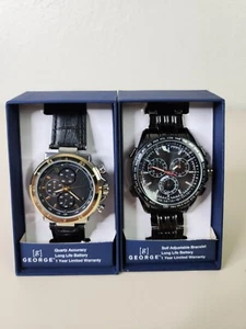 Paquete de 2 relojes George nuevos en caja diferentes estilos necesitan batería - Imagen 1 de 9