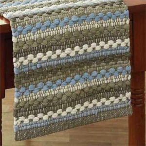 Table Runner 54" - Prairie Wood Chindi by Park Designs - Kitchen Dining Blue Tan - Picture 1 of 1