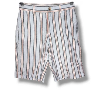 NWT Janie And Jack Linen Cotton Shorts 6 Boys Stripe Blue Adjustable Waist - Picture 1 of 4