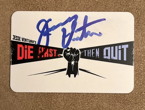 Jesse Ventura Wrestler Governor Signed Business Card With Top loader And Sleeve Cover