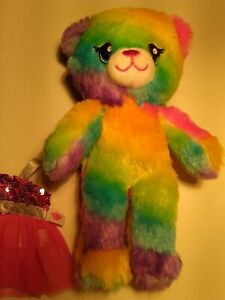 Build a Bear Buddies Mini Plush Rainbow Tie Dye Stripes Soft Dress Toy 8" BAB