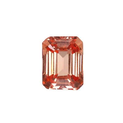 8.00 Carat Brazil Orange  Morganite Emerald Shape Loose Gemstone Women - Image 1 of 4