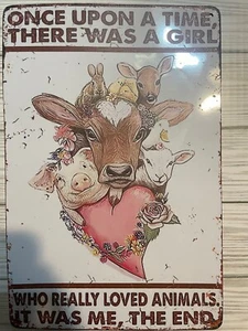 Farm Girl Once Upon A Time Metal Sign 8”X12” Garden Decor Wall Flowerbed Shed - Picture 1 of 2