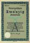 Steuergutschein 1937 Deutsches Reich 20 RM Adler 1943 - 1946 von Krosigk Serie A