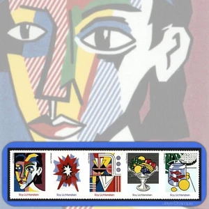 2023 ROY LICHTENSTEIN Horizontal Strip of 5 attached -GENUINE- Forever Stamps - Picture 1 of 2