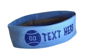 No Slip Softball Headband with Custom Name / Number in Sparkling GLITTER Text - Picture 1 of 5