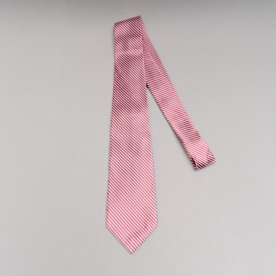 Corbata de seda con cuello verde rosa blanco a rayas hecha a mano EE. UU. Foto 1 de 4