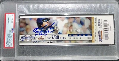 JD MARTINEZ SIGNED MLB DEBUT & 1ST HIT FULL TICKET PSA GEM MT 10 AUTO 85104131 - Image 1 of 4