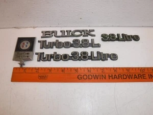 Vtg. Lot Buick Turbo 3.8 Litre Hood Ornaments Emblems OEM GM Rare 25502680 - Picture 1 of 10