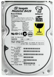 Hard Seagate MEDALIST 8420 8.6GB 5400U/Min Pata Ata Ide ST38420A 3.5 " Inch - Picture 1 of 3