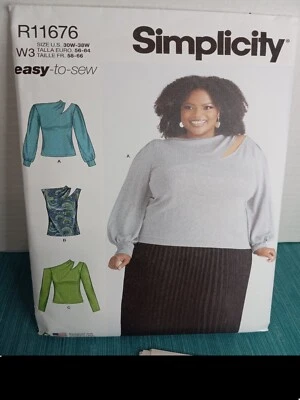 R11676 Simplicity Sewing Pattern. Womens knit top w/ sleeve vari. (SzK5) 30w-38w - Image 1 of 3