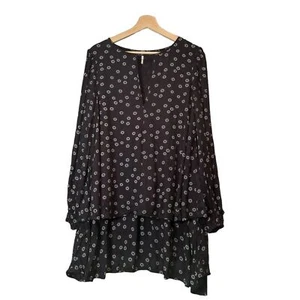 Free People Black Tiered Dress Tunic Size Medium - Picture 1 of 7