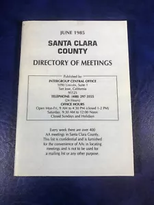 Vintage Booklet - June 1985 Santa Clara County Directory of Meetings - (AA) - Picture 1 of 4