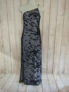 VintageRimini Sequins Floral Black Sheer Overlay Gown / Day Maxi Dress 6 - Picture 1 of 12