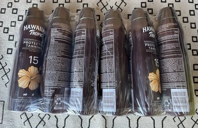 Lote de 6 protectores solares Hawaiian Tropic spray de aceite seco FPS 15 6 OZ CADUCIDAD 27/11 paquete de 2x3 Foto 1 de 2