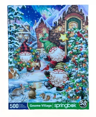 Christmas Springbok Gnome Village Vintage Jigsaw Puzzle - 500 pcs - Preowned - Image 1 of 2